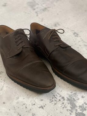 Di Bianco Men's Brown Leather Cap-Toe Derby - Classic Lace-Up Oxford